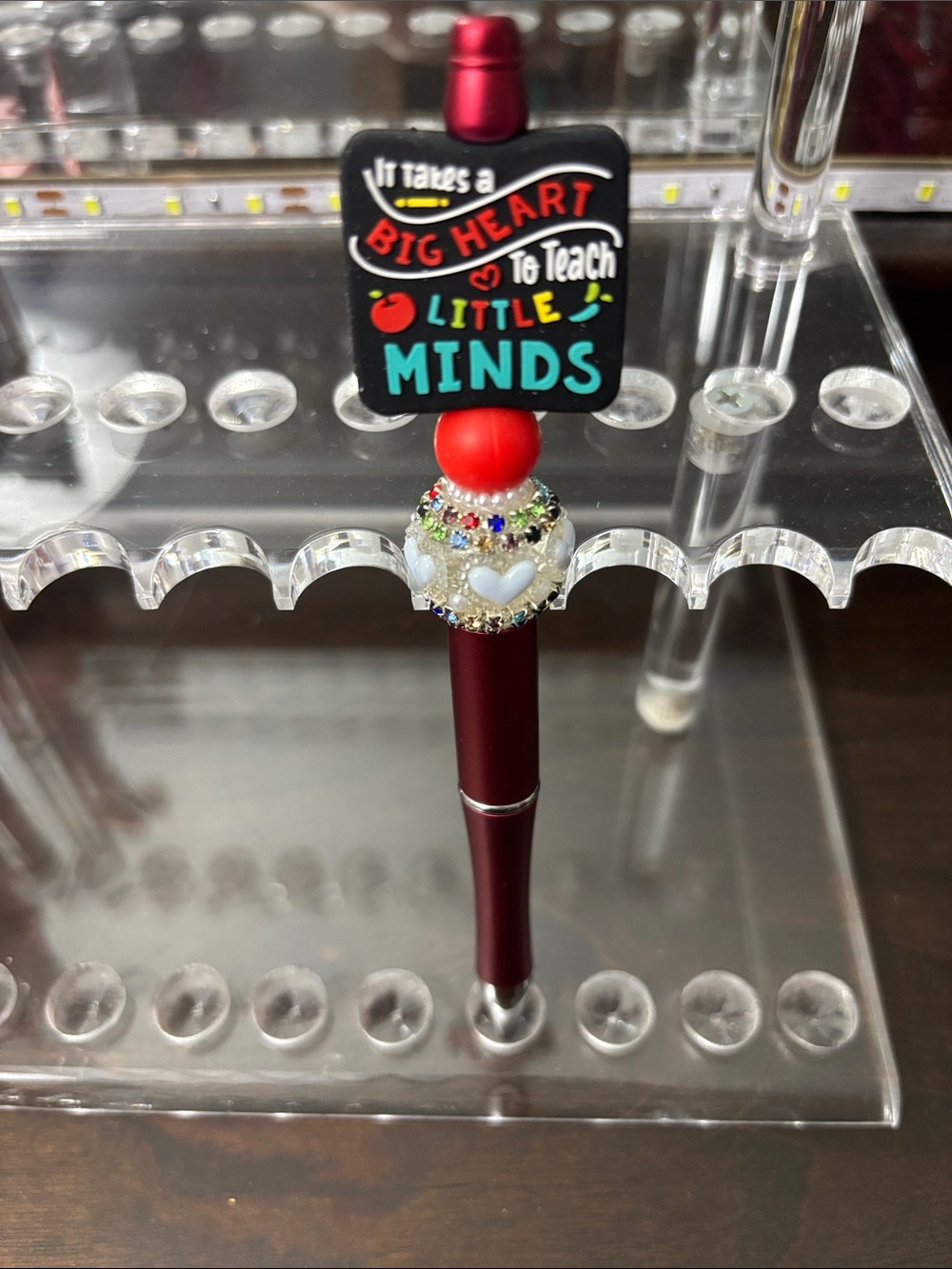 Teacher Appreciation Red Decorative Pen with Beaded Charm